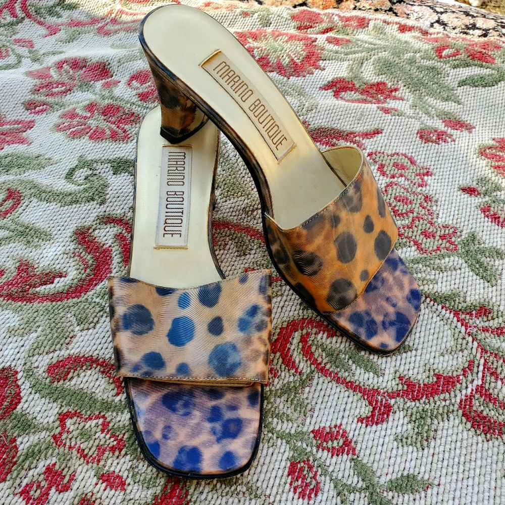 Holographic Leopard Print kitten heels